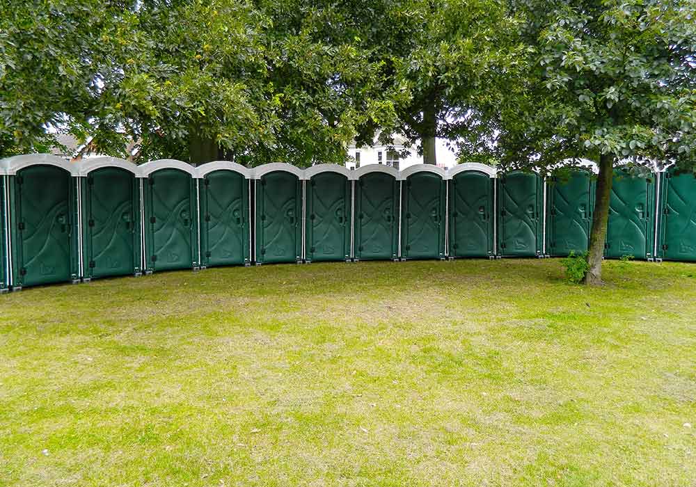 Row of any occasion green event toilets