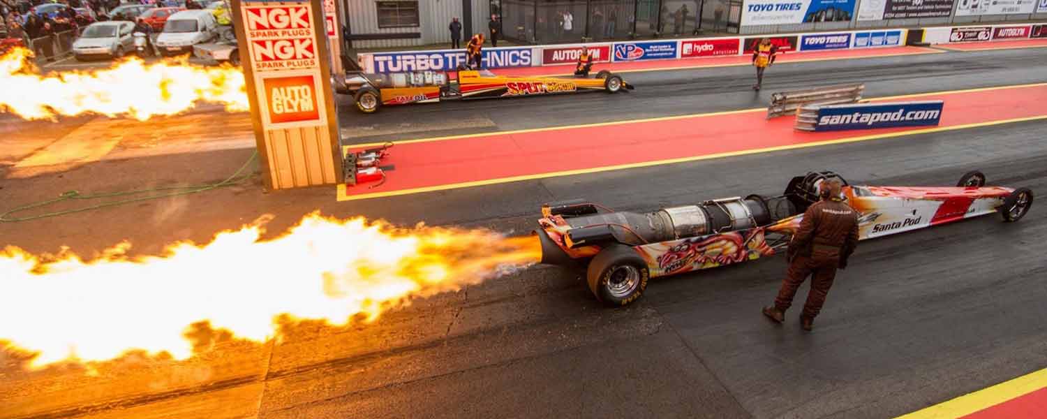 Drag car taking off at Santa pod. Power from any occasion